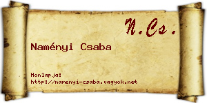 Naményi Csaba névjegykártya